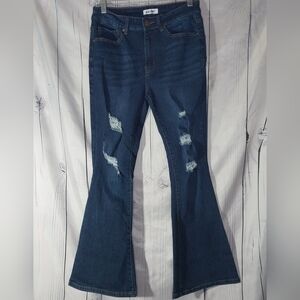 Blue Savvy Distressed Flare Jeans Size 9